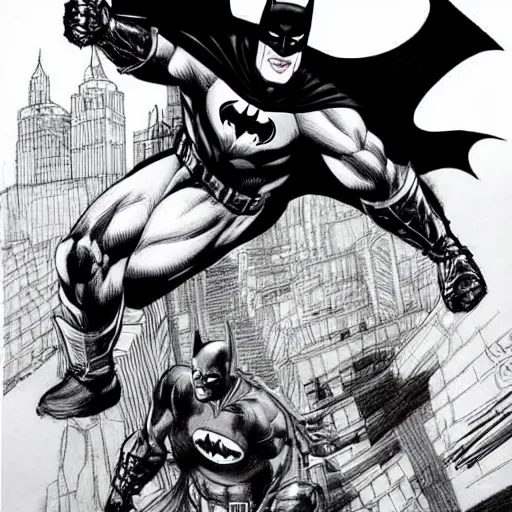 Prompt: DC Batman highly detailed pencil and ink sketch by jim lee