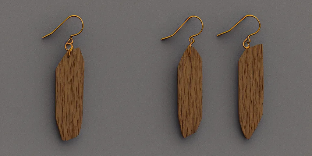 Prompt: earring design, jewelry design, wood, nordic, material, product design, trending on artstation, cgsociety, photo realistic, design by ziva cph and isabel lennse and lulu copenhagen, 8 k, unreal engine, c 4 d