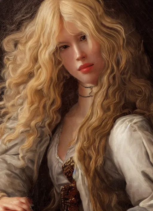 Image similar to portrait of Claudia Schiffer with long hair in baroque art, anime inspired, High Res 8K, hyperdetailed