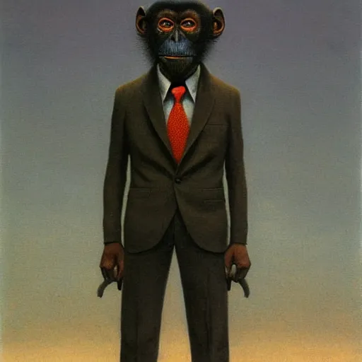 Monkey in a suit made By Zdzislaw Beksinski | Stable Diffusion | OpenArt