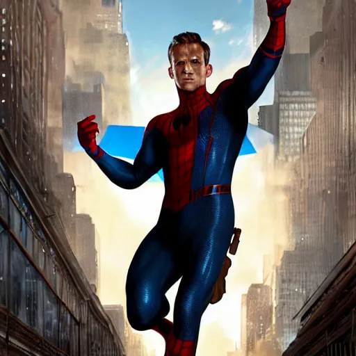 Image similar to ryan reynolds as spider - man, wearing a black and blue suit, cinematic, volumetric lighting, f 8 aperture, cinematic eastman 5 3 8 4 film, photorealistic by greg rutkowski, by stanley artgerm, by alphonse mucha