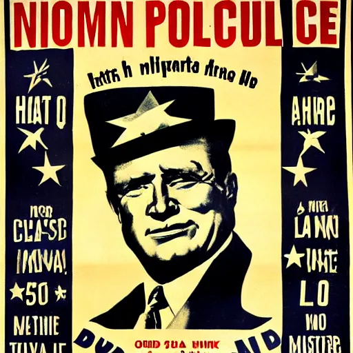 Image similar to american political campaign poster from 1 9 5 0