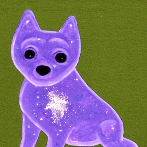 Image similar to a dog made out of purple magic sparkles