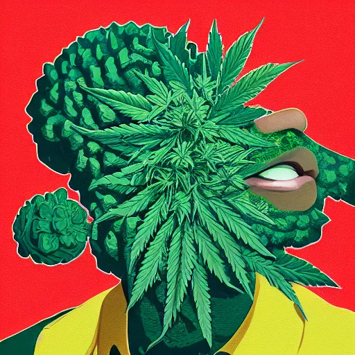 Image similar to marijuana profile picture by sachin teng x supreme, miami, organic painting, marijuana smoke, matte, hiphop, hard edges, energetic, 3 d shapes, asymmetrical, smoke, green, highly detailed