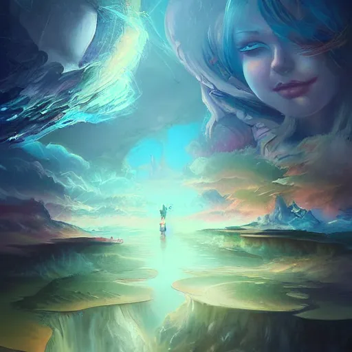 Prompt: a painting of a surreal dreamscape by Ross Tran, digital art