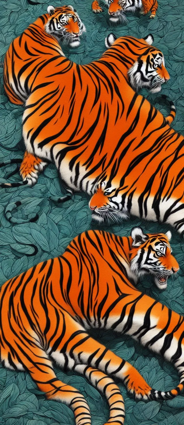 Image similar to tiger by james jean, high quality masterpiece painted, detailed patterned background, 4 k, trending on artstation, octane render,