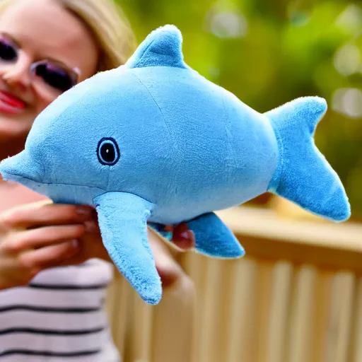 Image similar to A happy dolphin, plush doll, 8k
