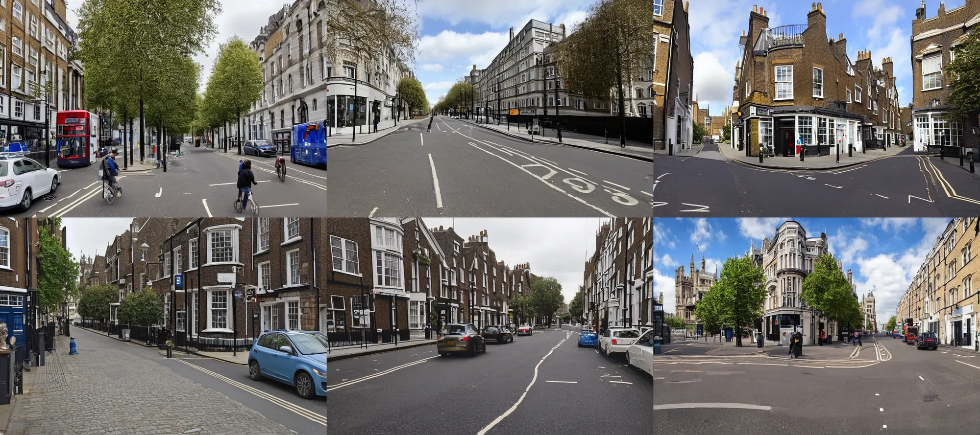 Prompt: Google streetview of a road in London