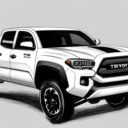 Prompt: “Pencil Sketch of a 2021 Toyota Tacoma TRD Pro”