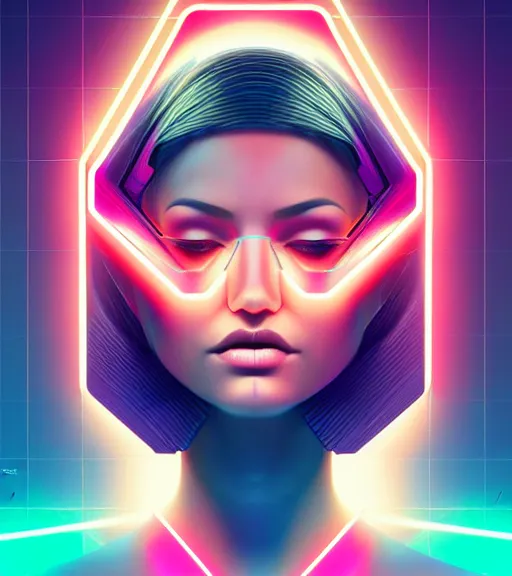 Image similar to symmetry!! latin princess of technology, solid cube of light, hard edges, product render retro - futuristic poster scifi, lasers and neon circuits, beautiful woman latin princess, intricate, elegant, highly detailed, digital painting, artstation, concept art, smooth, sharp focus, illustration, dreamlike, art by artgerm