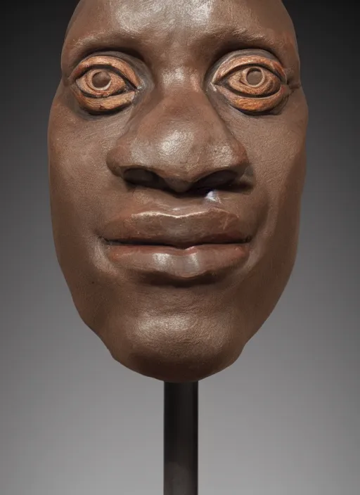 Image similar to stylised bust sculpture of Demas Nwoko, beautiful studio lighting