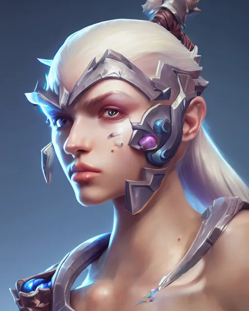 Image similar to league of legends portrait, au naturel, hyper detailed, digital art, trending in artstation, cinematic lighting, studio quality, smooth render, unreal engine 5 rendered, octane rendered, art style by klimt and nixeu and ian sprigger and wlop and krenz cushart.