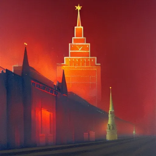 Image similar to a painting of a burning Red Square in Moscow, a watercolor and matte painting by Beeple and RHADS and maxfield parrish, cgsociety, brutalism, dystopian art, sci-fi, artstation hq