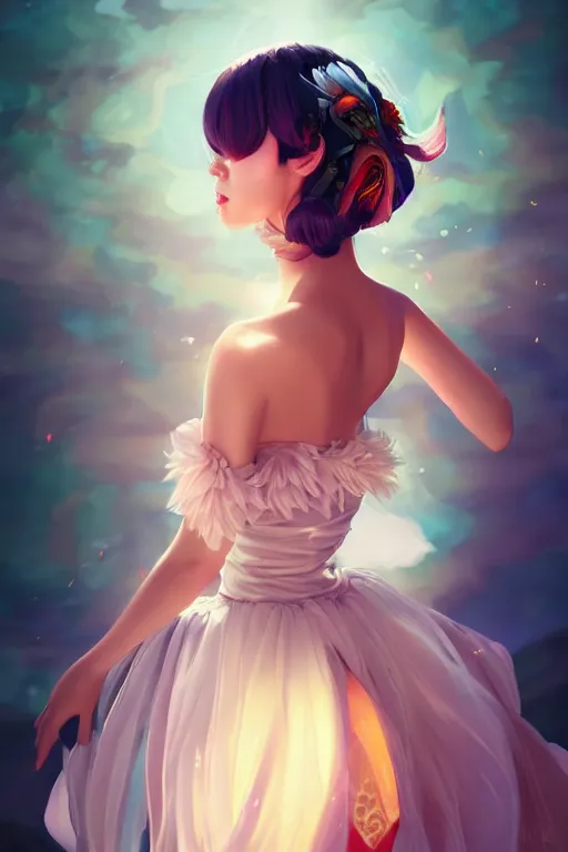 Image similar to a beautiful fashion goddness of love, chic strapless dress, tropical sea background, character design, in the style of artgerm, and wlop, cinematic lighting, hyperdetailed, 8 k realistic, symmetrical, global illumination, radiant light, frostbite 3 engine, cryengine, dof, trending on artstation, digital art