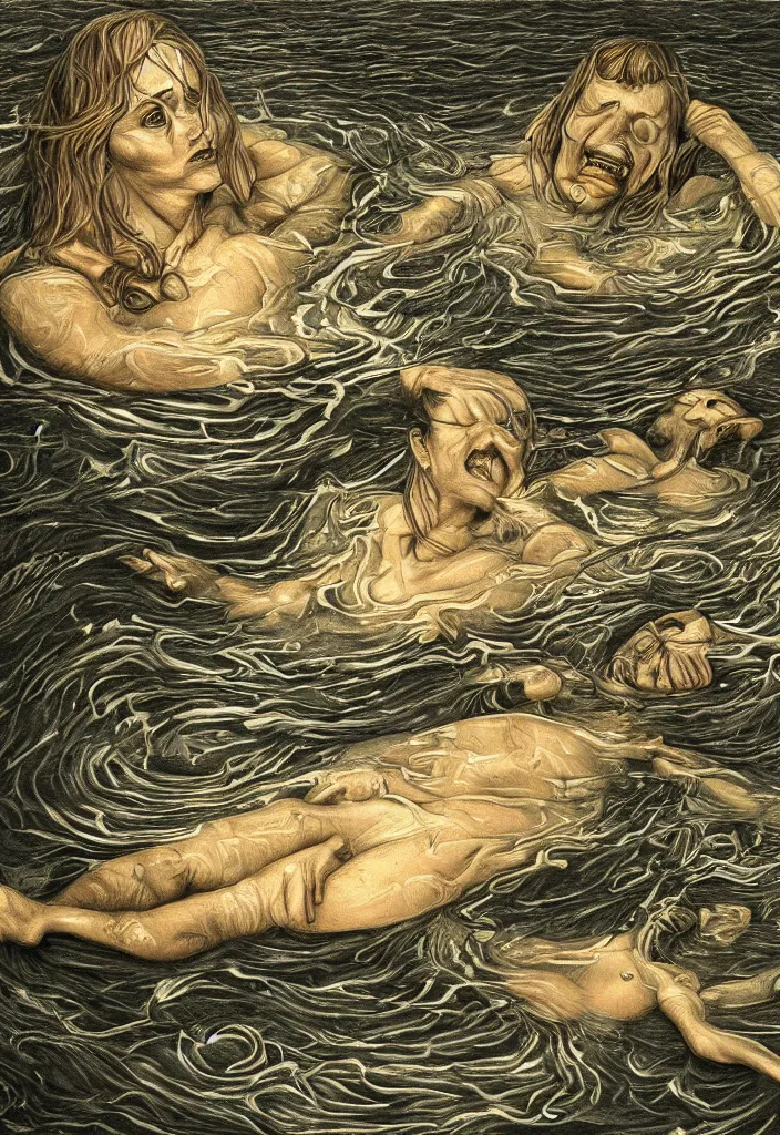 Image similar to highly detailed surrealist art about drowning slowly