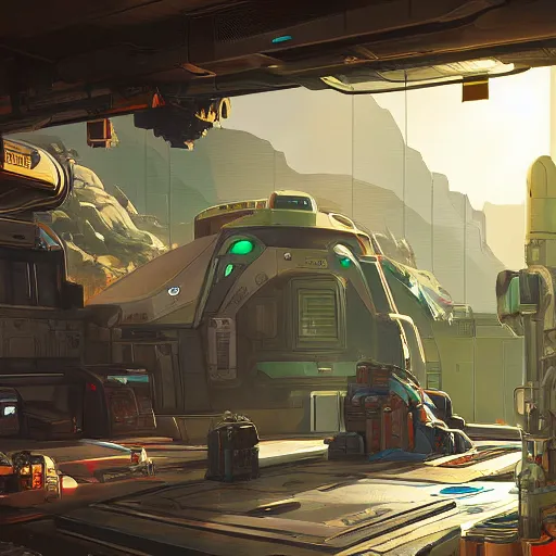 Image similar to sci fi container from apex legends in a pleasant urban setting surrounded by families, art station, ultra hd, soft light, overhead sun, ultra hd, art station