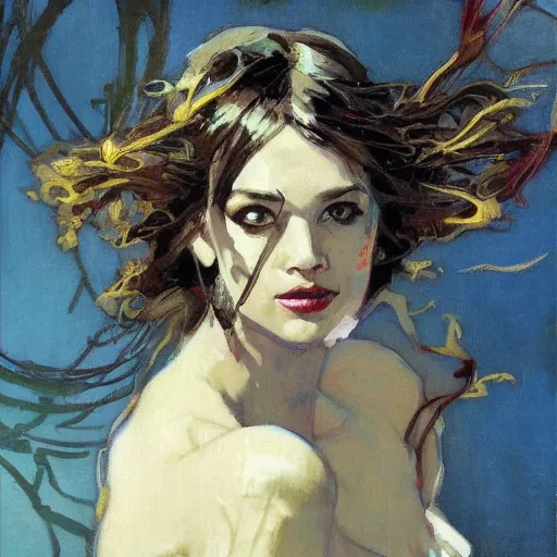 Image similar to joyful anarchist, intricate, elegant, highly detailed, greg manchess, mucha, liepke, ruan jia, jeffrey catherine jones, ridley scott