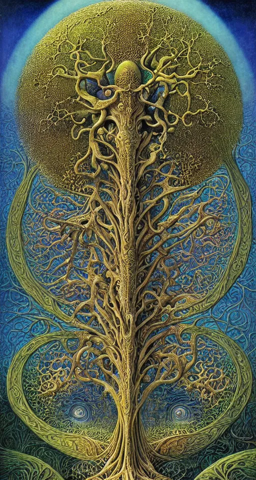 Image similar to tree of life by roger dean and andrew ferez, art forms of nature by ernst haeckel, divine chaos engine, symbolist, visionary, art nouveau, botanical fractal structures, organic, detailed, realistic, surreality