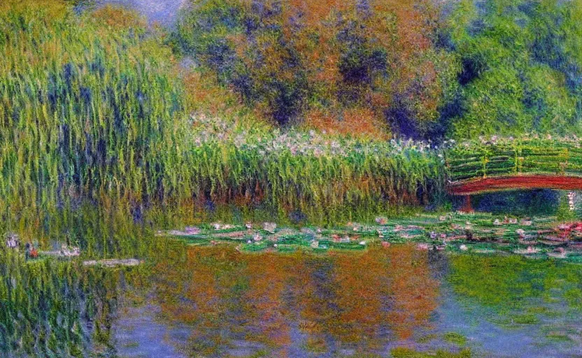 Image similar to a beautiful landscape in the style of claude monet, ultra realistic, beautiful