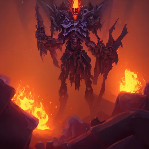 Image similar to a fiery skeleton wall, violet battlefield theme, bright art masterpiece artstation. 8 k, sharp high quality artwork in style of jose daniel cabrera pena and greg rutkowski, concept art by tooth wu, blizzard warcraft artwork, hearthstone card game artwork, battlefield