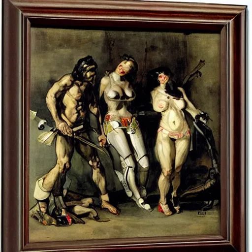 Prompt: cyborgs by eugene delacroix