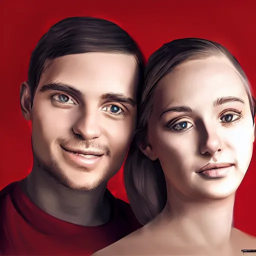 Image similar to portrait of a young couple by the most trending digital artists