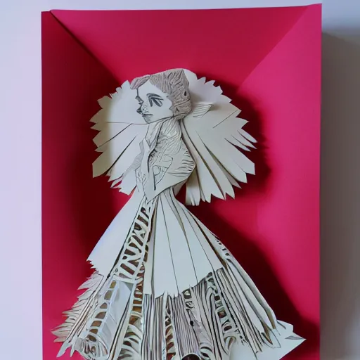 Image similar to cut paper sculpture of alice in wonderland