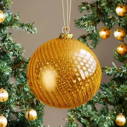 Prompt: glasball with golden ornaments