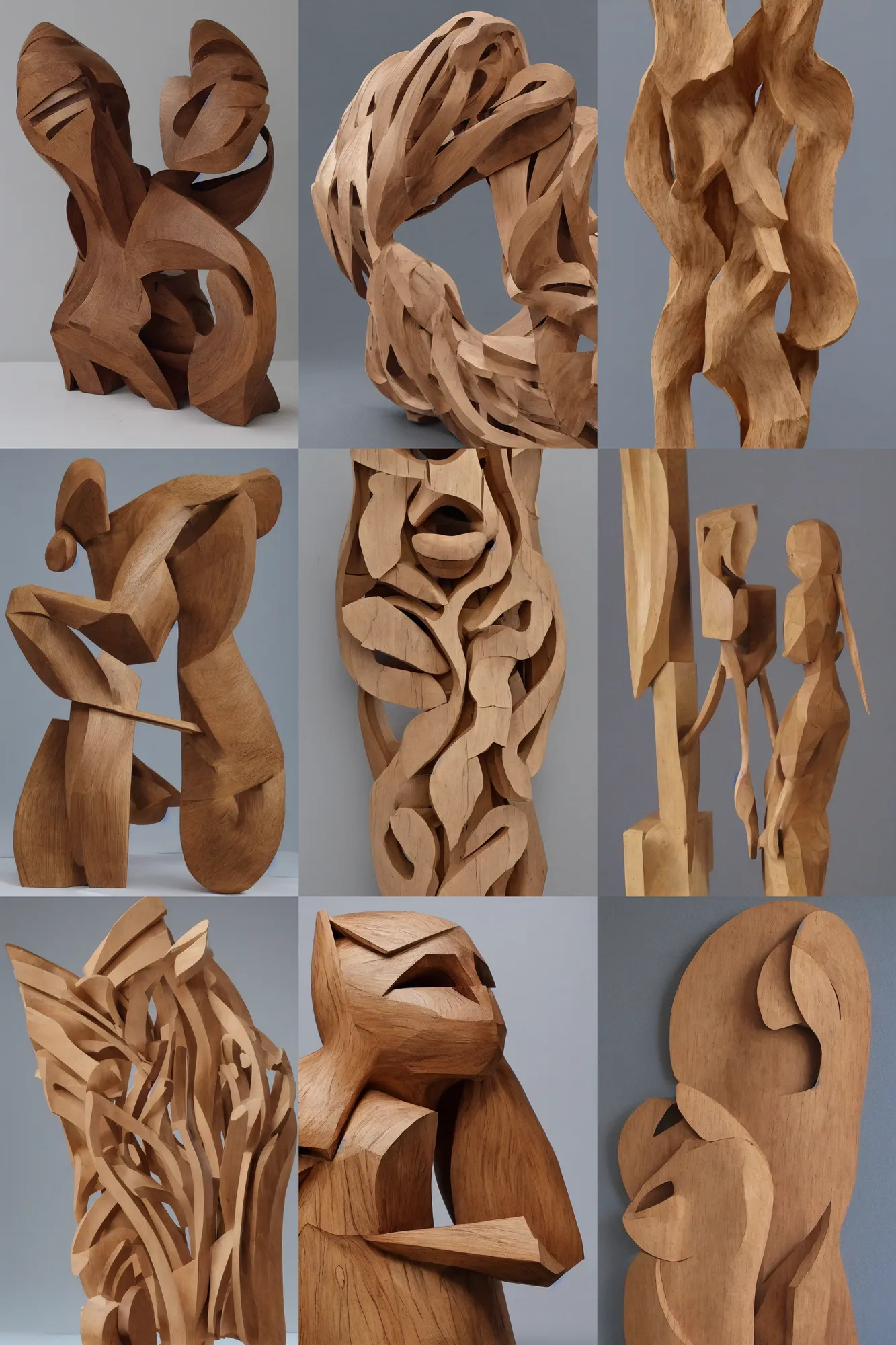 Prompt: wooden craft. contemporary sculpture. low details.