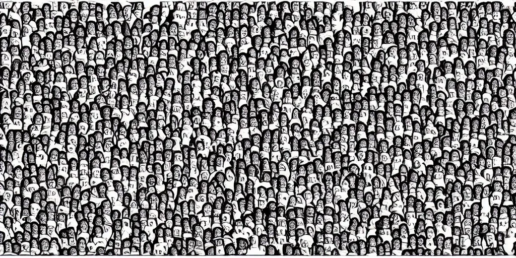 Prompt: autostereogram of an escher drawing of where's wally, infinity