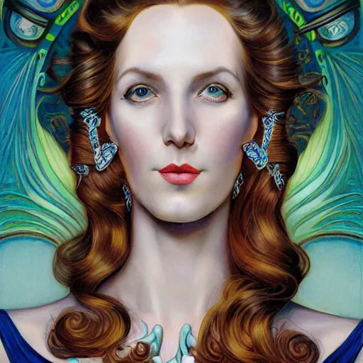 Prompt: an art nouveau, ( streamline moderne ) portrait in the style of donato giancola and anna dittmann and charles dulac. very large, clear, expressive, and intelligent eyes. symmetrical, centered, ultrasharp focus, dramatic lighting, photorealistic digital matte painting, intricate ultra detailed background.