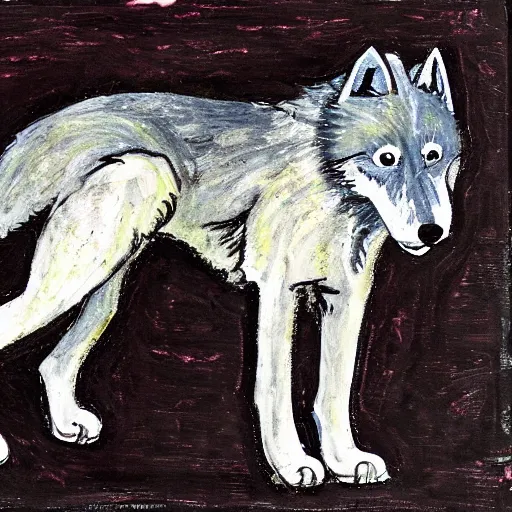 Image similar to retarded wolf, expressionism