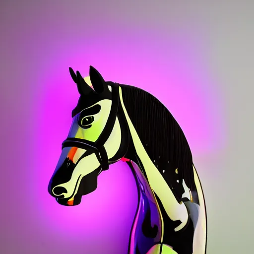 Prompt: epic professional studio photo horse shaped icecream colorful backlight