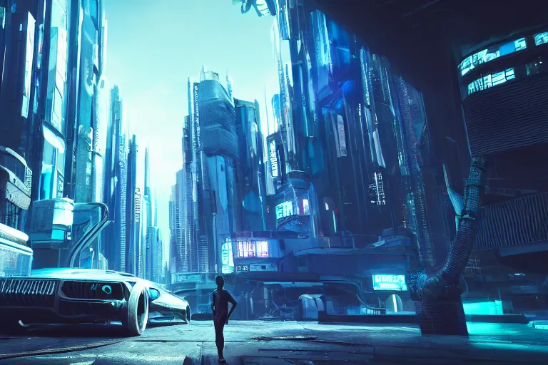 Image similar to cyberpunk alien concept inspired street, futuristic look, highly detailed body, very powerful, photorealistic camera shot, bright studio setting, studio lighting, crisp quality and light reflections, unreal engine 5 quality render