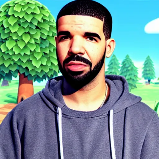 Image similar to drake the rapper in animal crossing