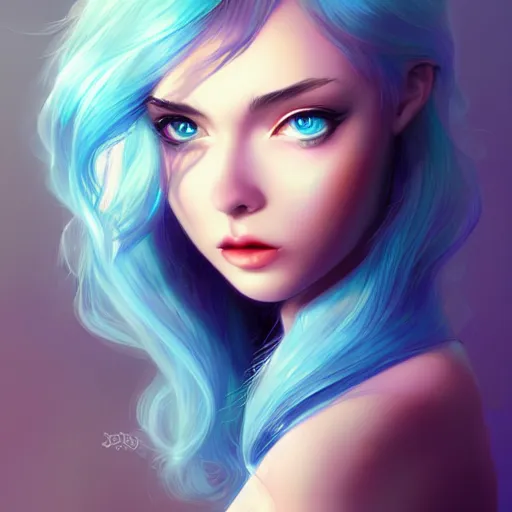 Image similar to teen girl, sky blue hair, gorgeous, amazing, elegant, intricate, highly detailed, digital painting, artstation, concept art, sharp focus, illustration, art by Ross tran