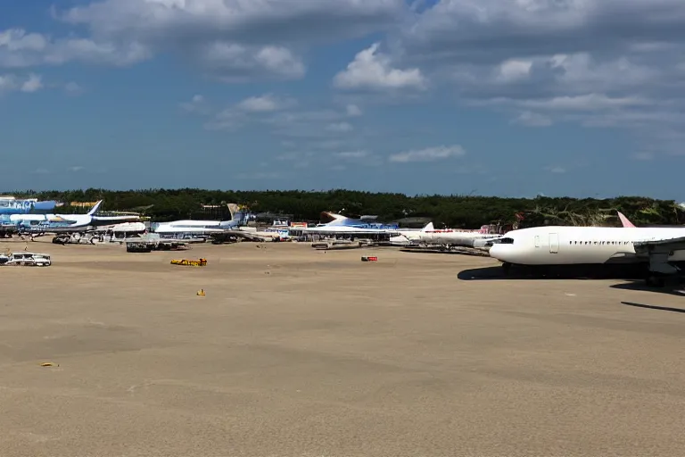 Prompt: airport at the beach