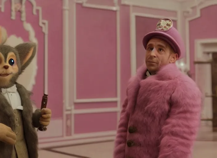 Image similar to a film still of teemo in the grand budapest hotel ( 2 0 1 4 )