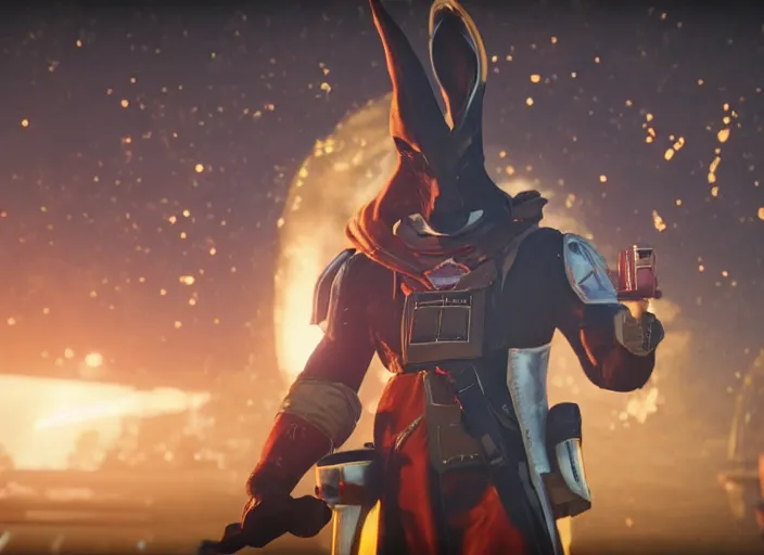 Image similar to ham chungus in a Destiny 2 cutscene, 35mm photography, highly detailed, cinematic lighting, 4k, liminal, sharp focus