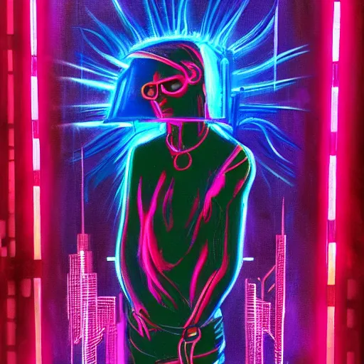 a painting of neon god they prayed, cyberpunk | Stable Diffusion | OpenArt