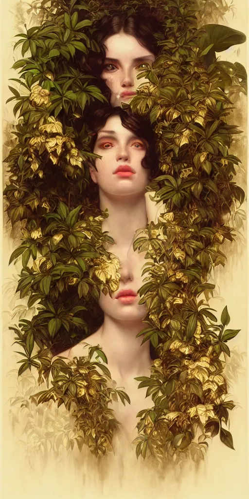 Image similar to hyper realistic photographer looking through a vintage medium format camera, design on white background, beautiful details, lush foliage cyberpunk, gold, drawn by john singer sargent, tom bagshaw, norman rockwell, alphonso mucha, lolish, trending on artstation