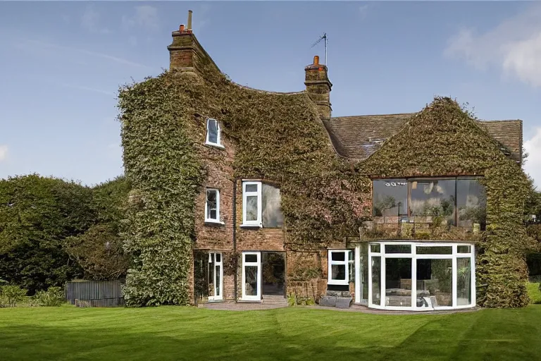 Prompt: an estate agent listing photo, external view of a 5 bedroom detached countryside house in the UK, by Giger