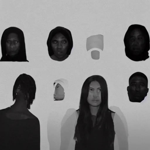 Image similar to suspects lineup in front of white wall facing the camera