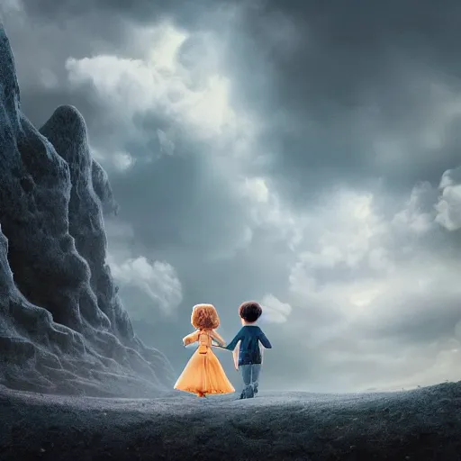 Image similar to stunning, coherent, impressive, detailed still of black a family in clouds, follow shot, 3d, in the style of pixar, comic book style, 3d, highly detailed, sharp focus, bokeh, depth of field, 16k resolution, Unreal Engine 5, coherent, cinematic lighting, photorealistic, by Zhang Jingna