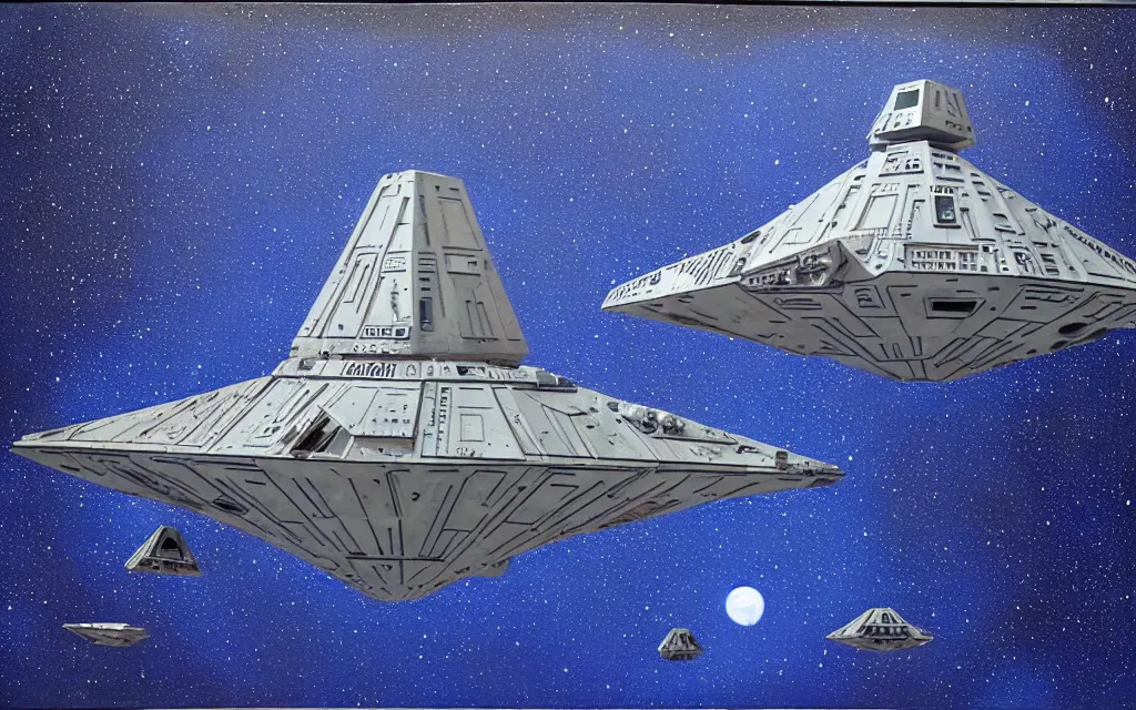 Image similar to star wars star destroyer from star wars flying between the stars inpainting in the paris skies