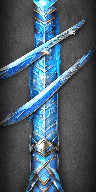 Prompt: glacier warrior sword blade, blue snow theme sword blade, fantasy sword of warrior, armored sword blade, glacier coloring, epic fantasy style art, fantasy epic digital art, epic fantasy weapon art