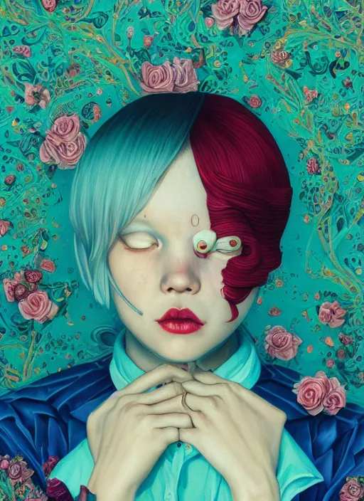 Image similar to Y2K girl :: by Martine Johanna and Simon Stålenhag and Chie Yoshii and Casey Weldon and Guillermo del toro :: ornate, dynamic, particulate, rich colors, intricate, elegant, highly detailed, centered, artstation, smooth, sharp focus, octane render, 3d