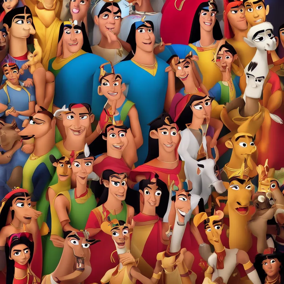 Image similar to How would Kuzco Disney movies look in Real life . Professional Studio. Portrait in the style of Martin Schoeller. 4K. Ultra Detailed. Close-up. Low Light.