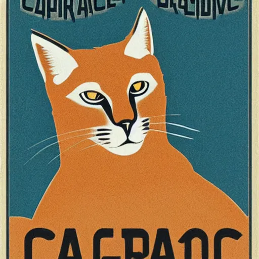 Image similar to caracal big floppa as a dictator, great leader, propaganda poster, caracal cat