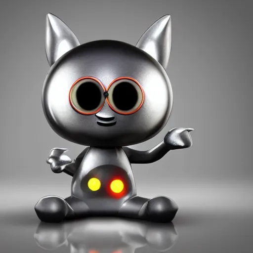 Prompt: a highly detailed vinyl figure with lighting bolts coming out of its eyes, square nose, electric eyes, sparking eyes, realistic lighting, realistic reflections